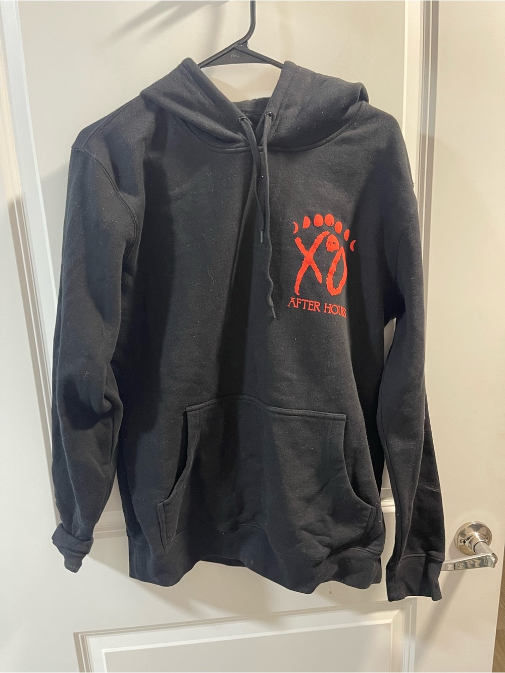 Black Crewneck Hoodie with Red XO After Hours Logo